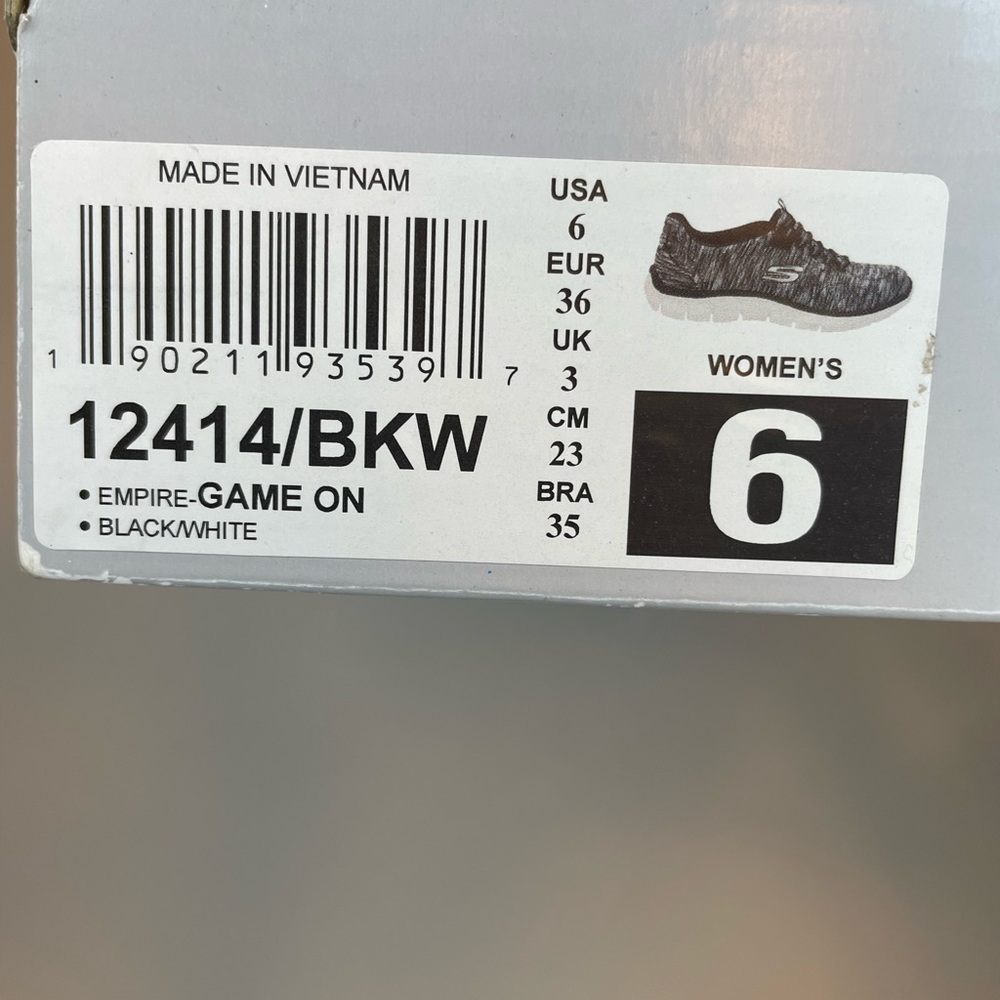 Skechers 12414/BKW Empire-GAME ON black/charcoal womens size 6 - Picture 3 of 4